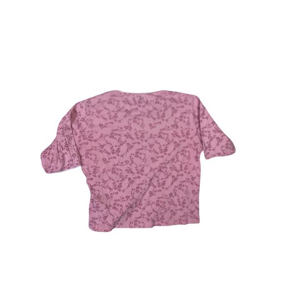 Vintage Pink Floral Cotton Baby Tee Blouse Womens Medium Soft Comfort - Picture 3 of 4